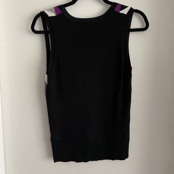 RICKIS Size Medium Black, Purple, White and Grey Sweater Vest - Picture 2 of 5